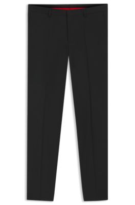 Slim-fit trousers in performance-stretch wool, Black