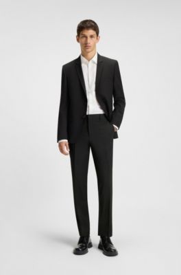 Slim-fit trousers in performance-stretch wool, Black