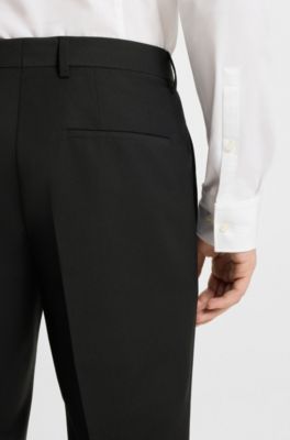 Slim-fit trousers in performance-stretch wool, Black