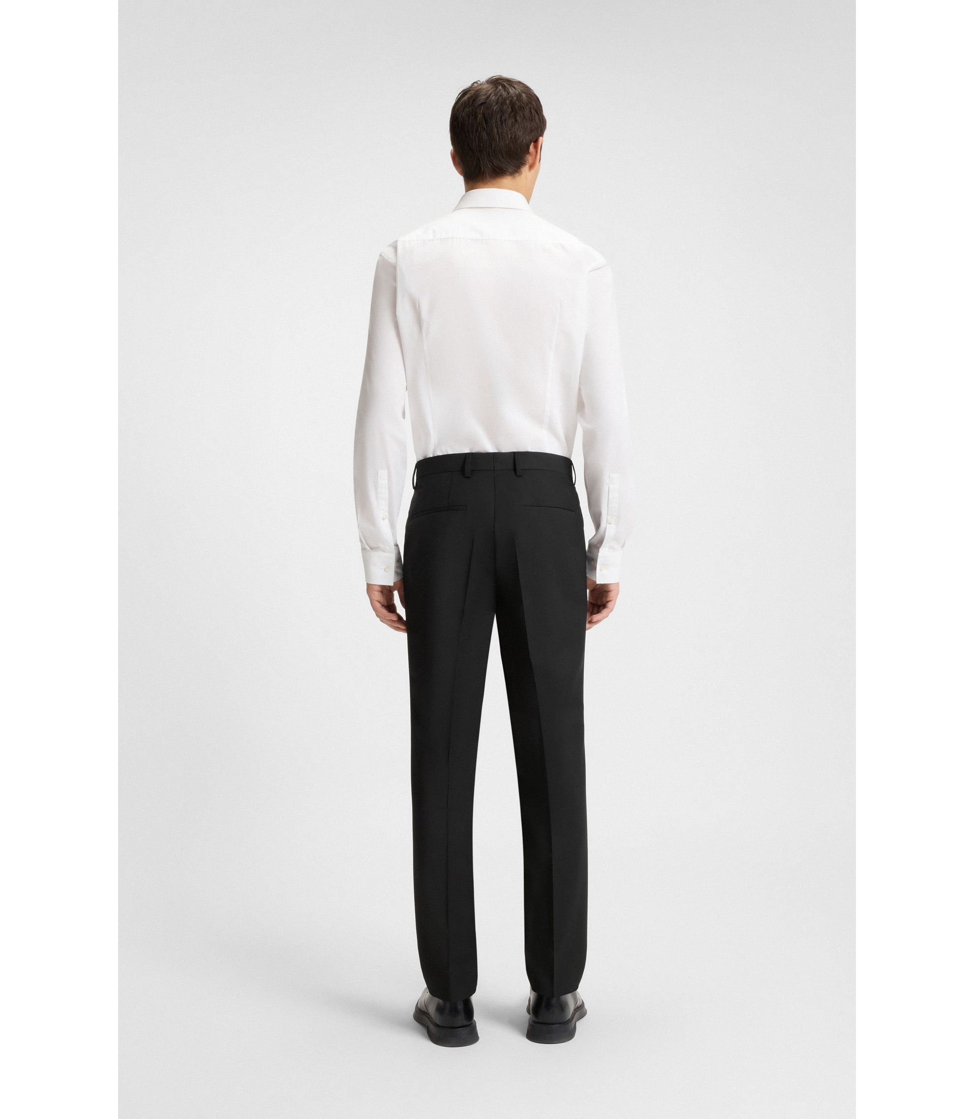 HUGO - Slim-fit trousers in performance-stretch wool - Black