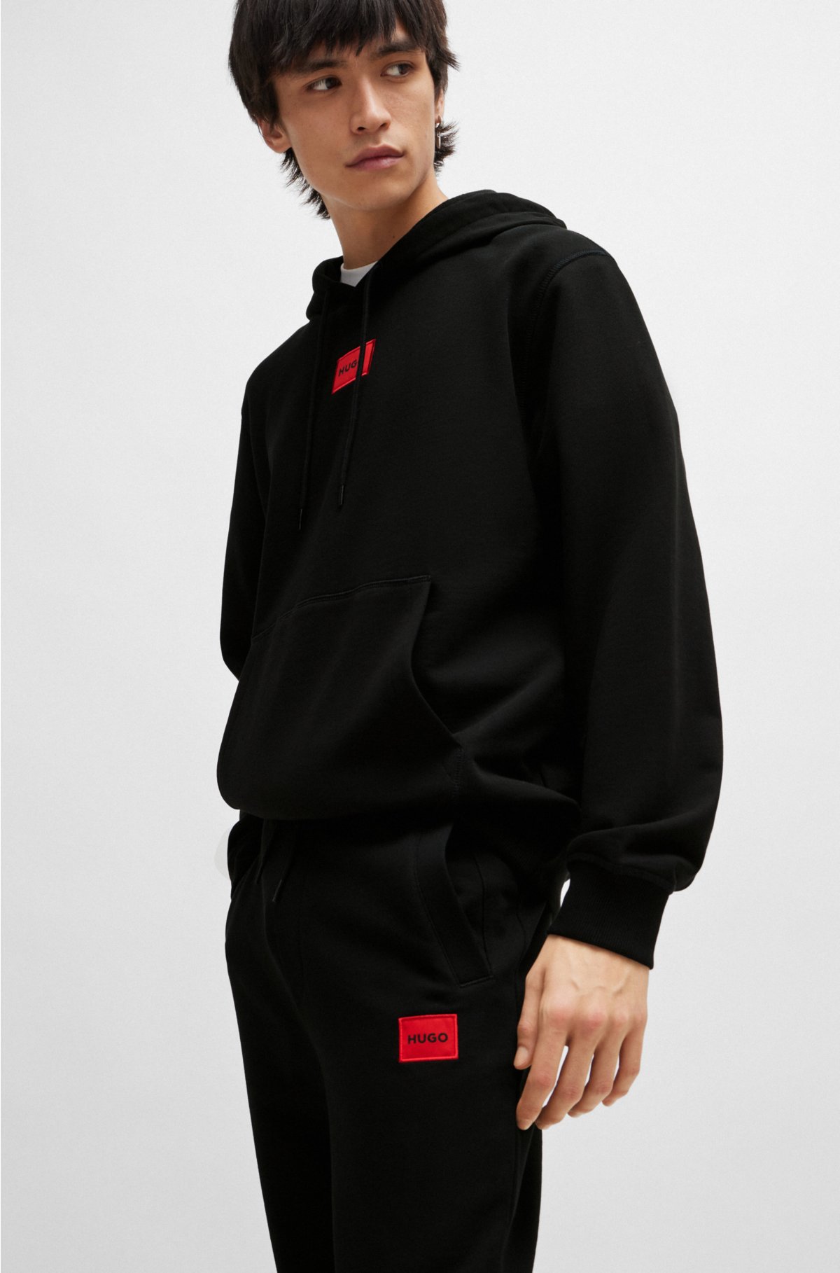 HUGO - Cotton-terry logo with bottoms label tracksuit red