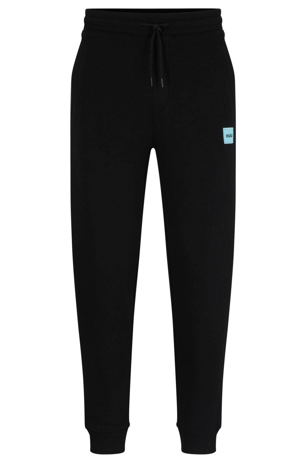 BOSS - Cotton-terry tracksuit bottoms with stripes and logo
