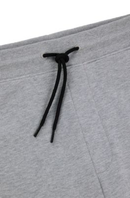 Logo-label tracksuit bottoms in cotton terry, Dark Grey