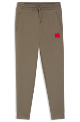 Logo-label tracksuit bottoms in cotton terry, Brown