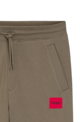 Logo-label tracksuit bottoms in cotton terry, Brown