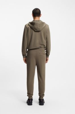 Logo-label tracksuit bottoms in cotton terry, Brown