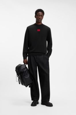 Cotton-terry sweatshirt with logo label, Black