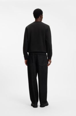 Cotton-terry sweatshirt with logo label, Black