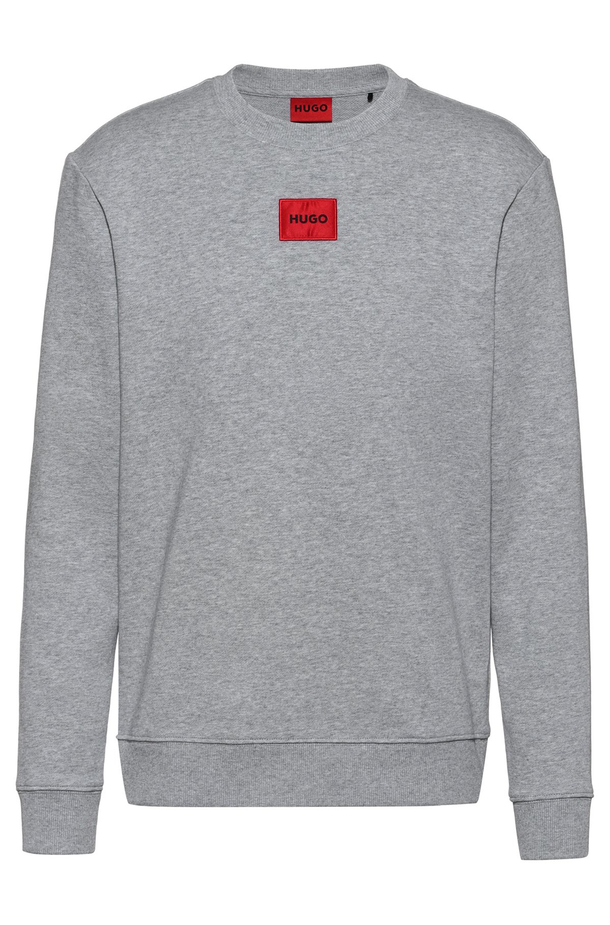 Cotton-terry sweatshirt with red logo label, Dark Grey