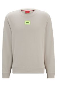 Cotton-terry regular-fit sweatshirt with logo label, Light Grey