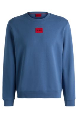 Sudadera de felpa de algod&oacute;n con etiqueta con logo, Celeste