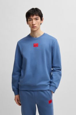 Sudadera de felpa de algod&oacute;n con etiqueta con logo, Celeste