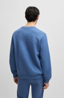 Sudadera de felpa de algod&oacute;n con etiqueta con logo, Celeste