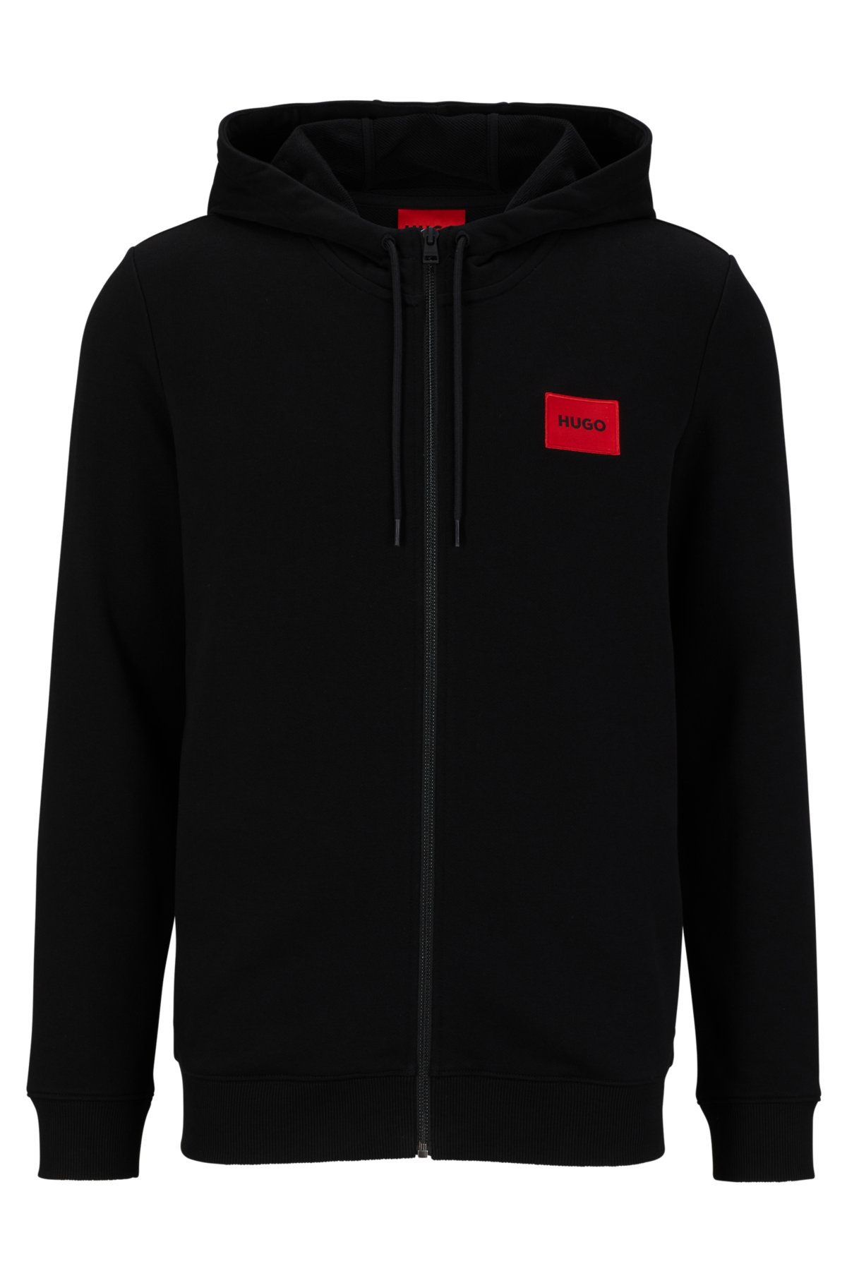 HUGO - French label with Regular-fit terry logo in hoodie