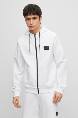 HUGO - Zip-through sweatshirt in terry cotton with logo patch