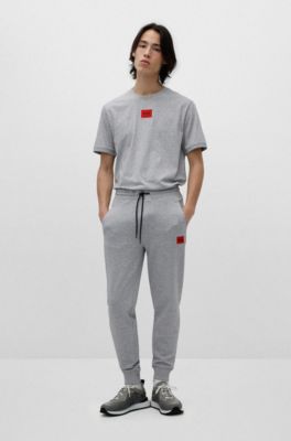 T-shirt en jersey de coton avec &eacute;tiquette logot&eacute;e, Gris sombre