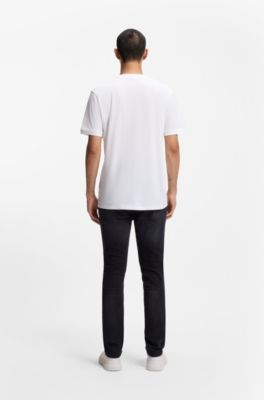 Camiseta de punto de algod&oacute;n con etiqueta con logo, Blanco