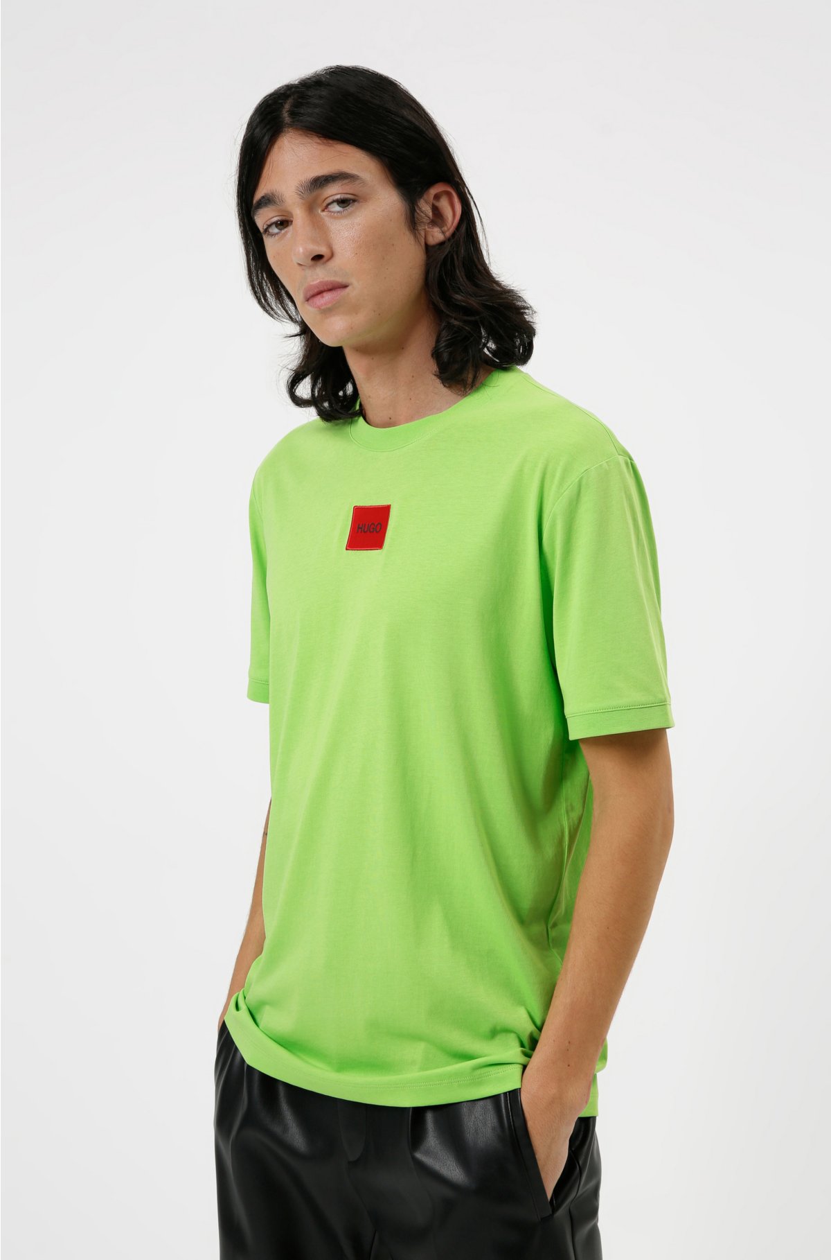 HUGO - Cotton-jersey T-shirt with logo label