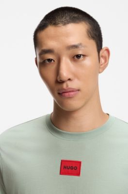Logo-label T-shirt in cotton jersey, Light Green