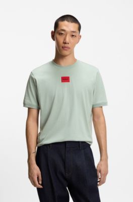 Logo-label T-shirt in cotton jersey, Light Green
