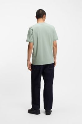 Logo-label T-shirt in cotton jersey, Light Green