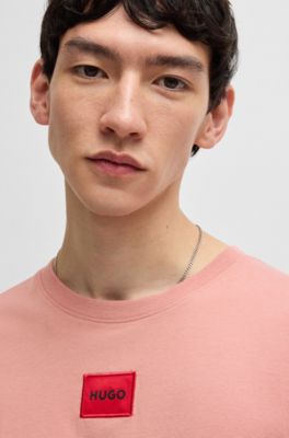 Camiseta de punto de algod&oacute;n con etiqueta con logo, Rosa claro