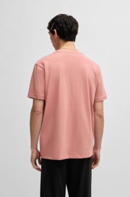 Camiseta de punto de algod&oacute;n con etiqueta con logo, Rosa claro