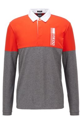 hugo boss long sleeve polo grey