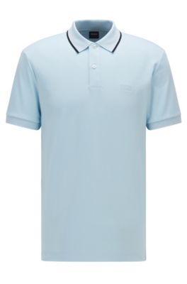 Hugo Boss Regular-fit polo shirt with striped collar. 1