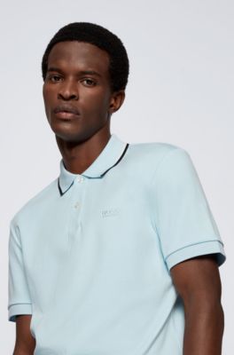 Hugo Boss Regular-fit polo shirt with striped collar. 4