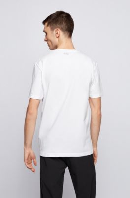 Hugo Boss Stretch-cotton T-shirt with botanical logo artwork. 4