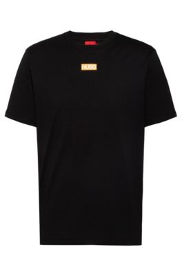 Hugo Boss - Regular Fit T Shirt In Organic Cotton With Centered Logo - Black