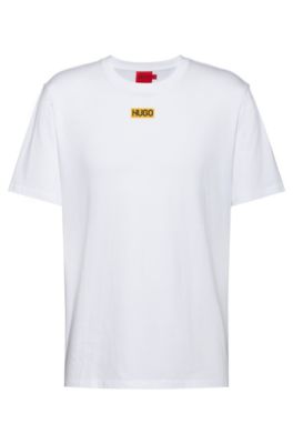 Hugo Boss - Regular Fit T Shirt In Organic Cotton With Centered Logo - White