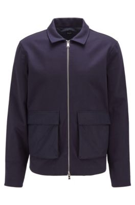 Hugo Boss Cotton-blend zip-up sweatshirt with patched pockets. 3