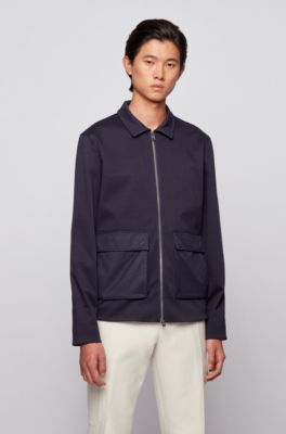 Hugo Boss Cotton-blend zip-up sweatshirt with patched pockets. 2