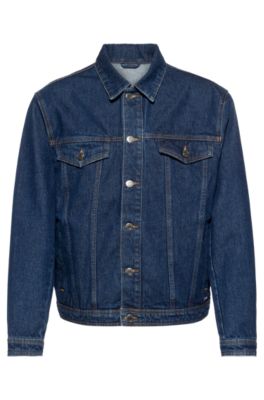 Hugo Boss Regular-fit denim jacket with lasered artwork. 1
