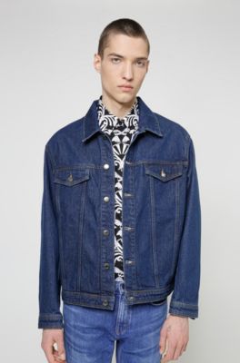 Hugo Boss Regular-fit denim jacket with lasered artwork. 2