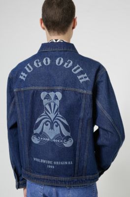 Hugo Boss Regular-fit denim jacket with lasered artwork. 4