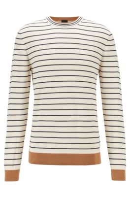 Hugo Boss Cotton sweater with stripes and color blocking