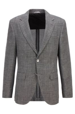 Hugo Boss Regular Fit Jacket In All Over Check In Silver