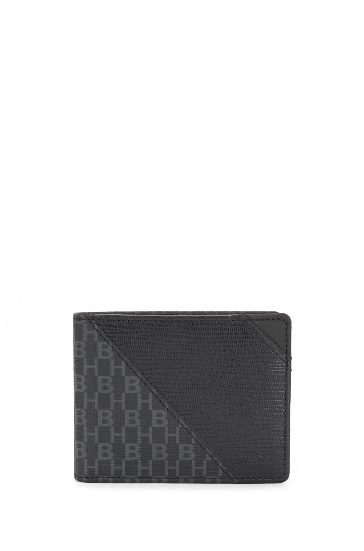 Leather coin-pocket wallet with all-over embossed eagle | EMPORIO ARMANI Man