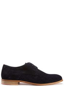 Hugo Boss - Stacked Sole Derby Shoes With Suede Uppers - Dark Blue