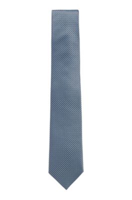 Hugo Boss - Jacquard Patterned Tie In Water Repellent Silk - Light Blue