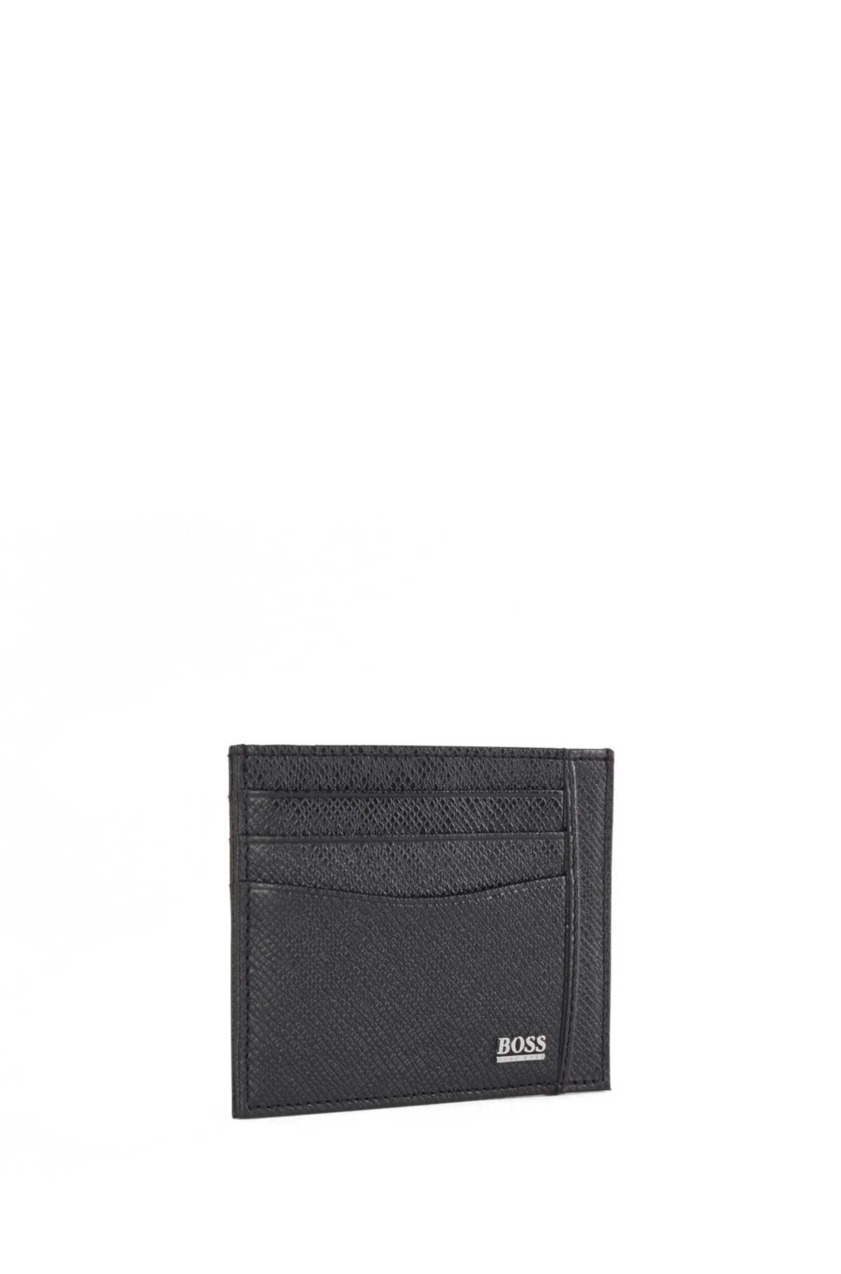 BOSS by HUGO BOSS Signature Leather Zipped Card Holder in Black for Men