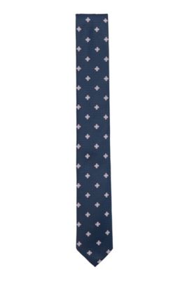 Hugo Boss - Patterned Tie In Jacquard Fabric - Dark Blue