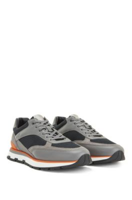 Hugo Boss Running-inspired trainers in mixed leathers. 1