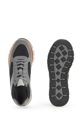 Hugo Boss Running-inspired trainers in mixed leathers. 5