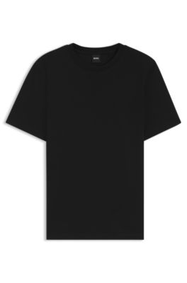 Hugo Boss Cotton-blend T-shirt With Bubble-jacquard Structure In Black