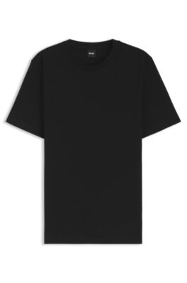 Bubble-jacquard structure T-shirt in a cotton blend, Black
