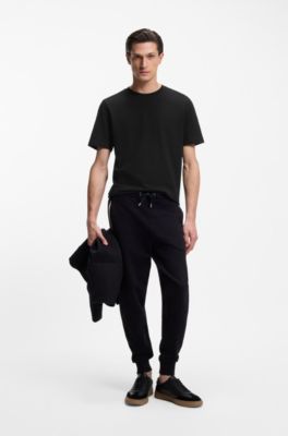 Camiseta en mezcla de algod&oacute;n con estructura de jacquard de burbujas, Negro